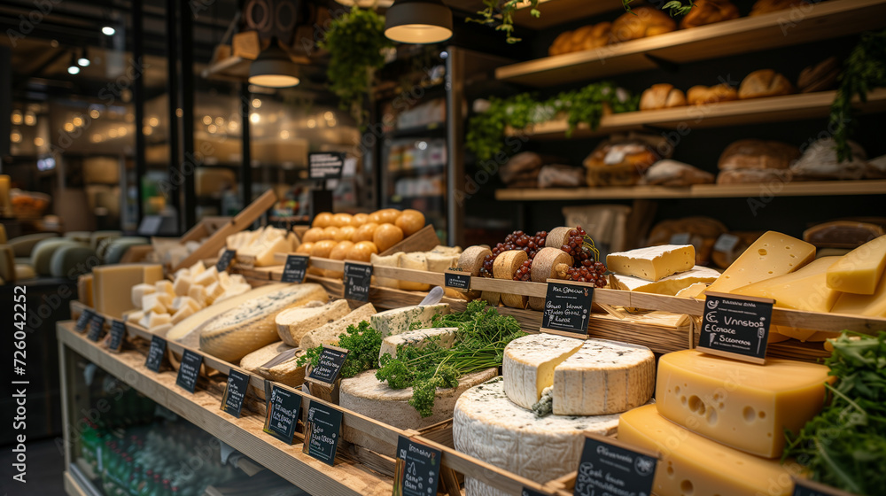 artisanal delights: diverse cheeses in a charming shop