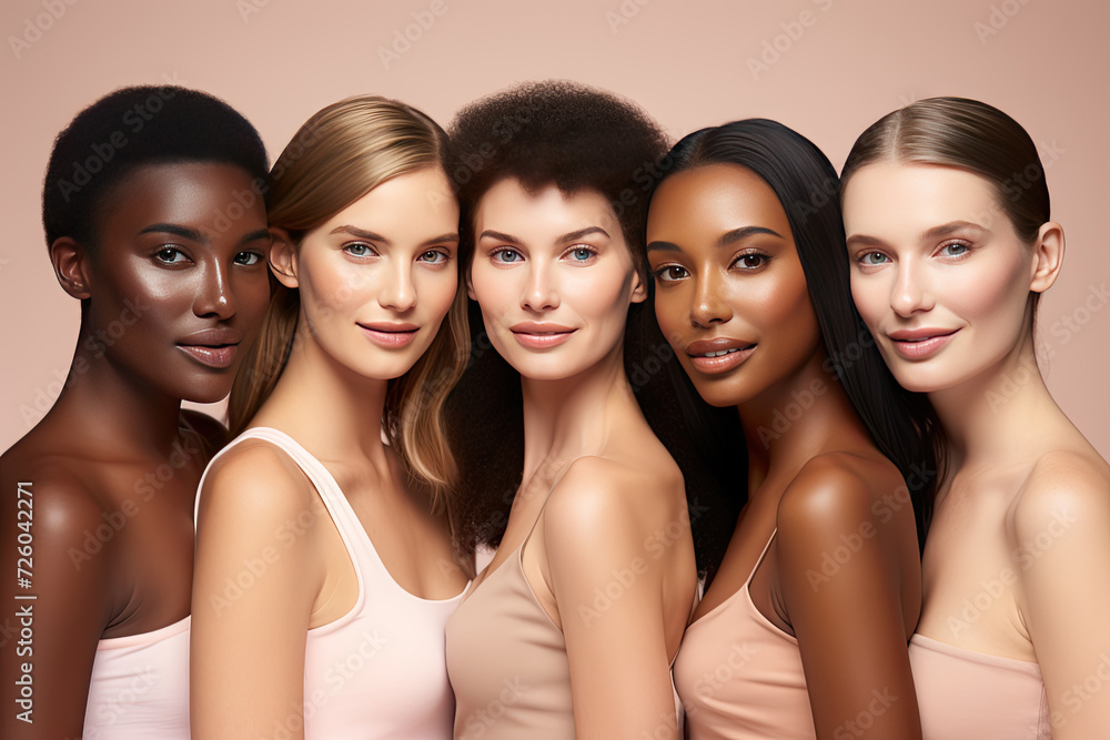 multiracial women and beauty are happy to have a variety of faces, bold chromaticity multiracial women and beauty are happy to have a variety of faces, bold chromaticity