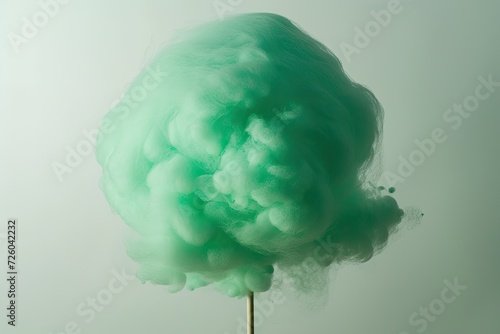 Green cotton candy on a white surface photo