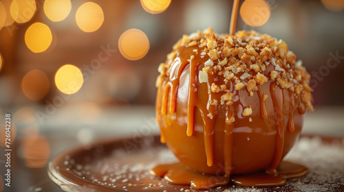 decadent caramel-drenched gourmet apple