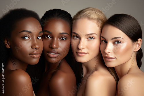 multiracial women and beauty are happy to have a variety of faces, bold chromaticity © ebhanu