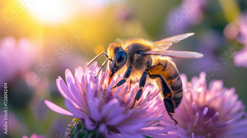 pure nature's beauty: honeybee and sunlit petals © saulo_arts
