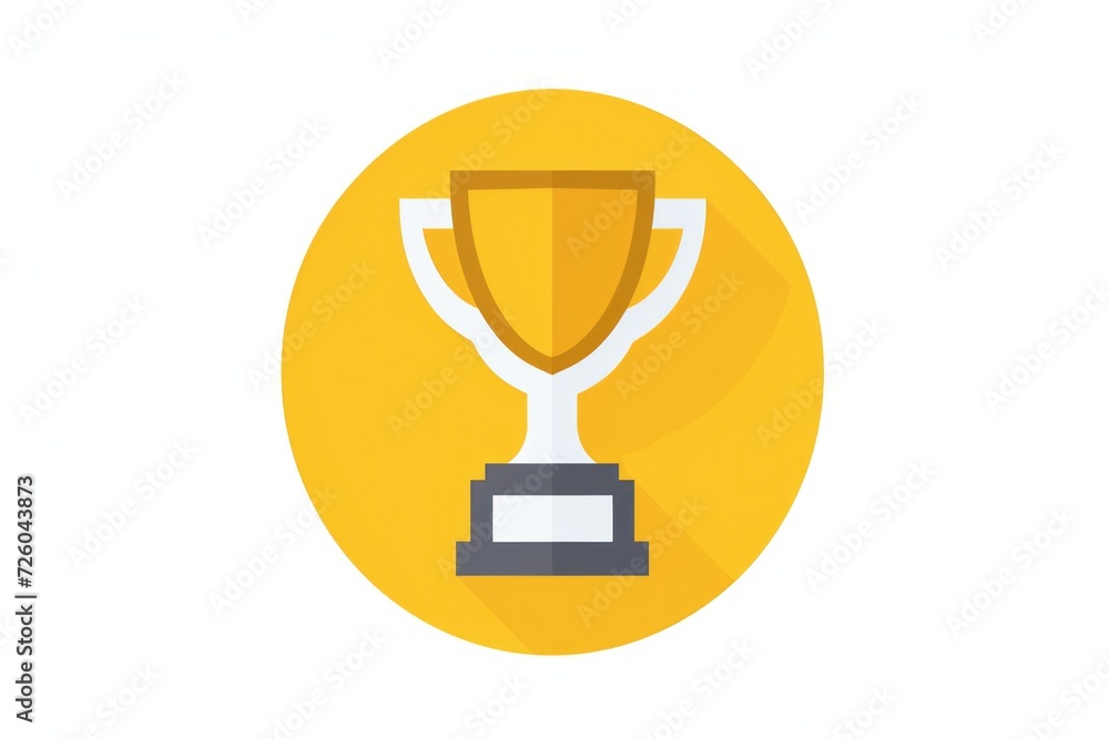 Trophy icon in yellow circle on white background, concept of achievement and success. Trophy icon in yellow circle on white background, concept of achievement and success.