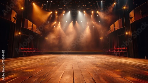 Empty big stage with spotlights. Generative AI. photo