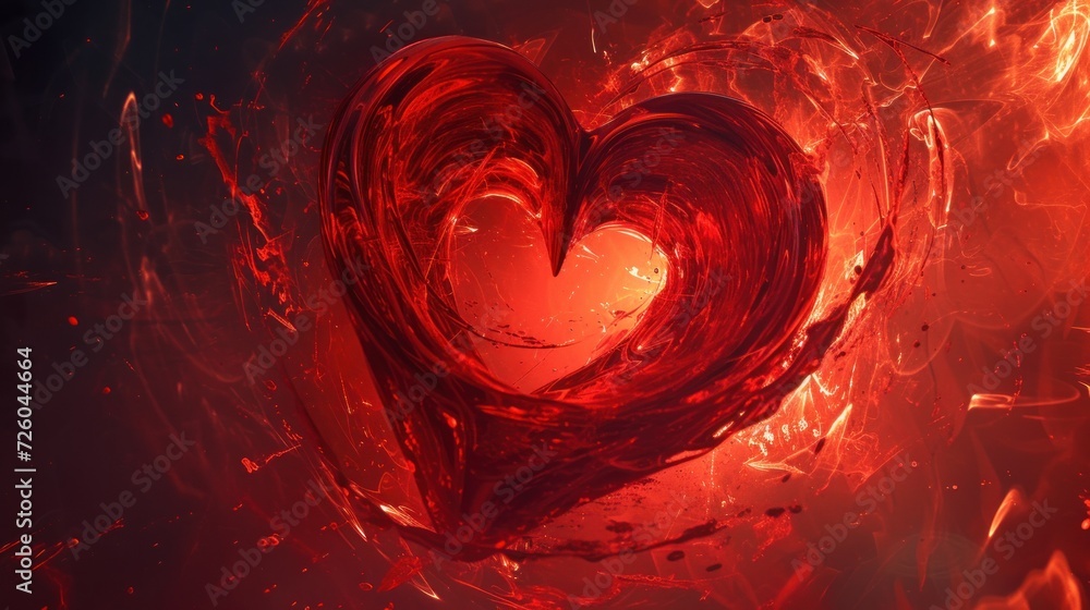 Red heart symbol made of Time Loop. Generative AI. Red heart symbol made of Time Loop. Generative AI.