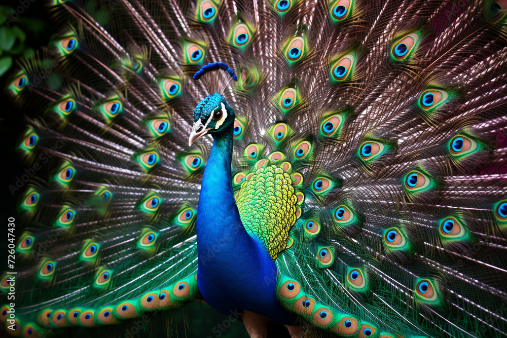 Obraz premium peacock with feathers out of focus