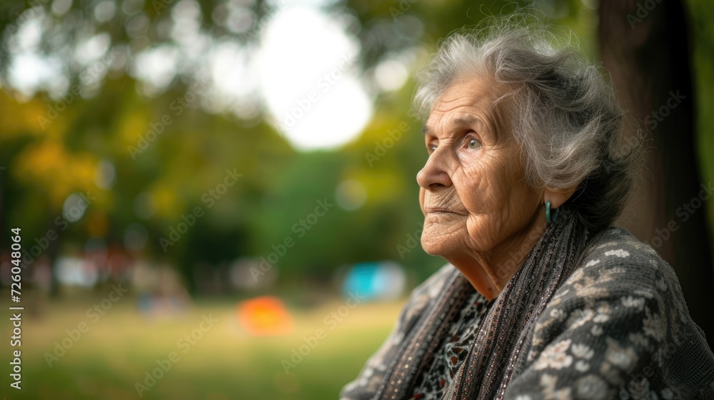 An elderly woman sits alone in a park reminiscing about past pandemics she has lived through and the lessons learned from them. An elderly woman sits alone in a park reminiscing about past pandemics she has lived through and the lessons learned from them.