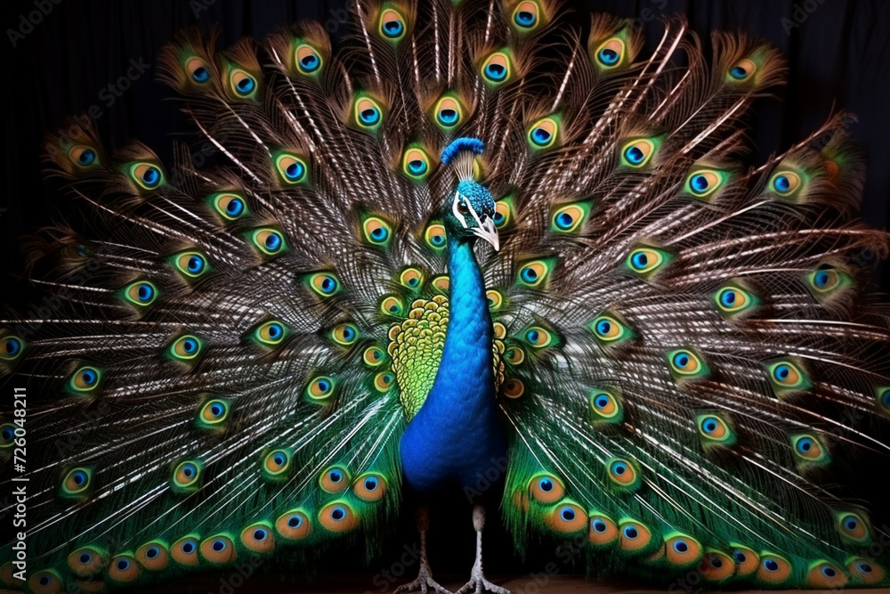 Fototapeta premium peacock with feathers out of focus