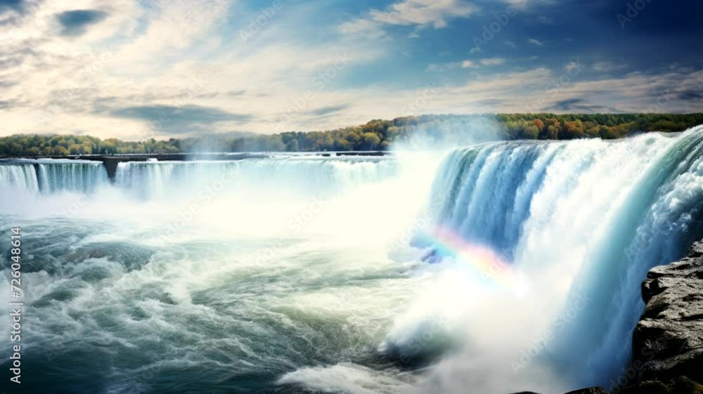 Waterfall scene during the day, animated virtual repeating seamless 4k	
