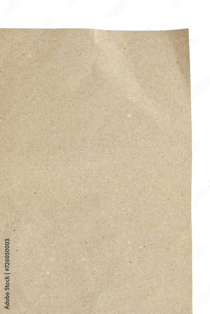 blank brown paper texture isolated on white background, old page for craft design