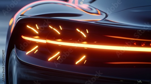 Closeup of the dynamic turn signals that use a series of LED lights to create a fluid and seamless motion. © Justlight