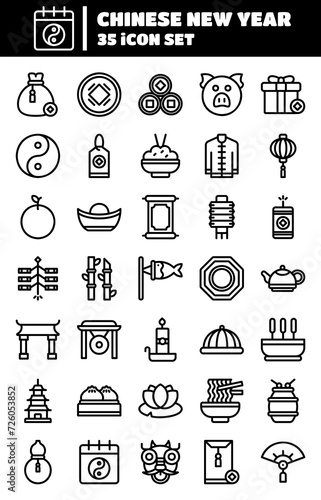 chinese new year icon set