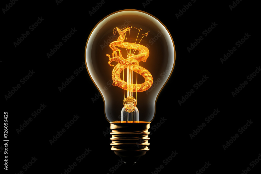 Chinese yen symbol illuminated light bulb Chinese yen symbol illuminated light bulb