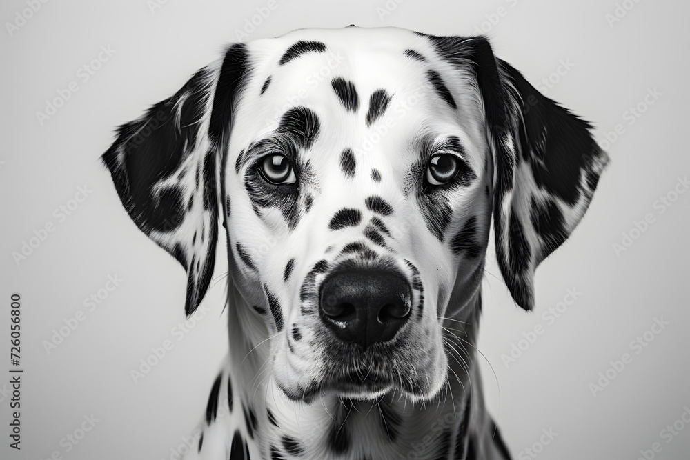 Portrait of a Dalmatian dog on a light background. nature and pets