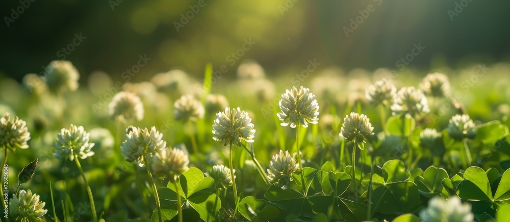Flowering Rabbitfoot clover in natural habitat on a sunny day in Dutch summer. Flowering Rabbitfoot clover in natural habitat on a sunny day in Dutch summer.