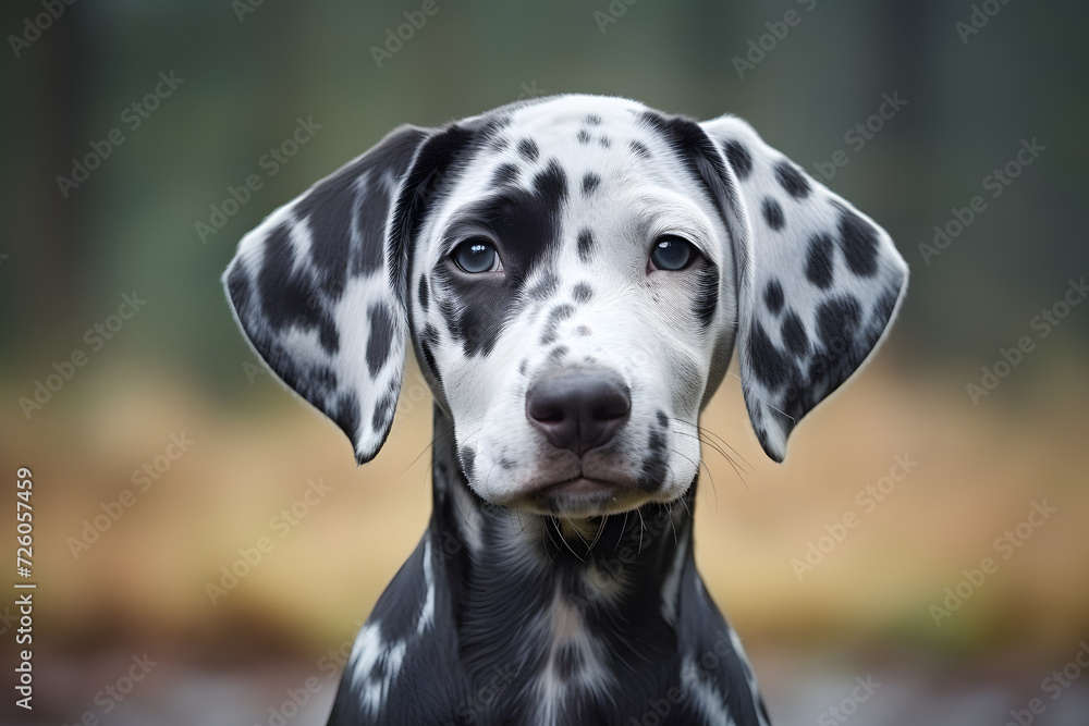 Portrait of a Dalmatian dog on a light background. nature and pets