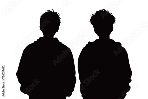 10代の男子2人の上半身シルエット