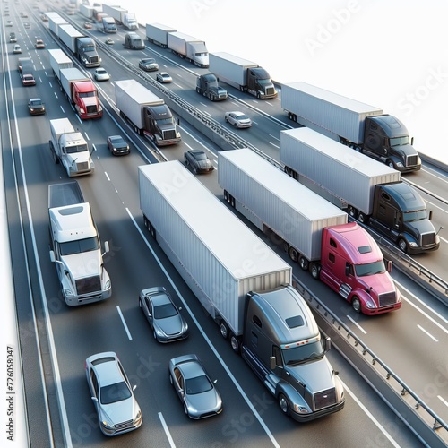 trucks and other vehicles on the highway