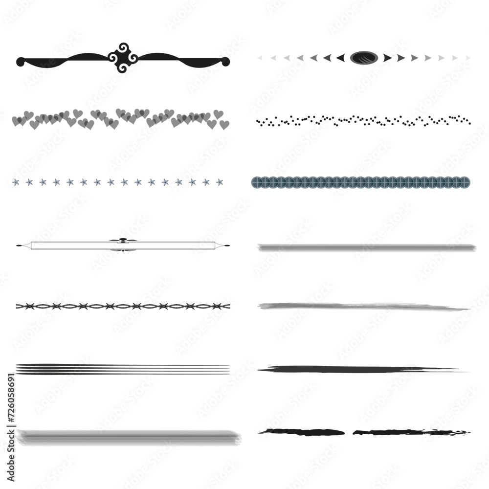 Big set of underlines underline. Vector illustration. EPS 10.