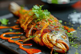 A delectable dish featuring perfectly fried fish with a burst of flavors