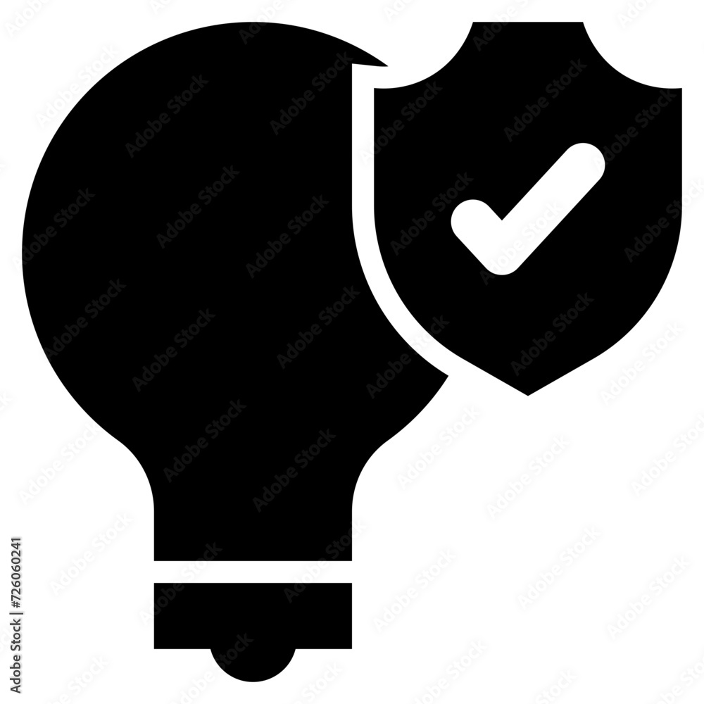 bulb idea shield protection solid glyph