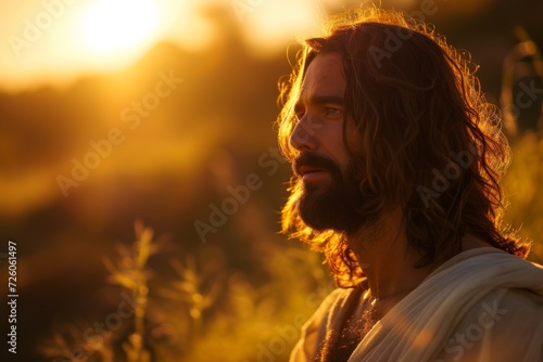 Jesus Christ against the background of sun rays #726061497