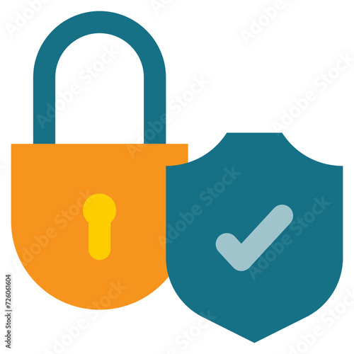 key lock protection security shield flat style