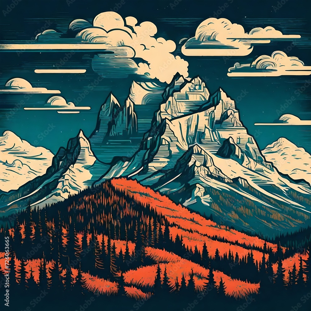 Alberta Canada Rockies Rocky Mountains themed  image illustration