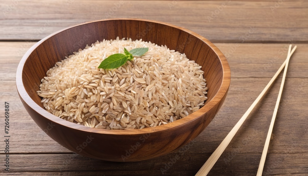 Wood Bowl of Brown Rice for Healthy Diet Nutrition Wood Bowl of Brown Rice for Healthy Diet Nutrition