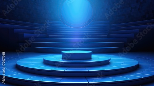 Illustration of a blue mosaic stage podium in a vector format