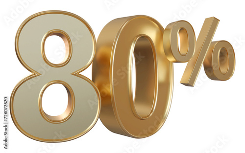 80 percentage discount number gold 3d render