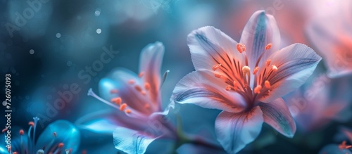 Macro lens captures close-up shots of beautiful flowers in nature, creating an abstract background with a wildlife theme.