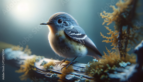 A photorealistic image illustrating the threats to the survival of the Acadian Flycatcher, such as habitat loss or climate change.