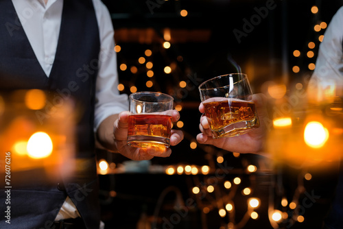 whiskey, for a friendly party in a bar or a restaurant. © maeching