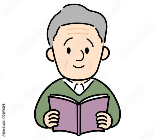本を読むシニア男性