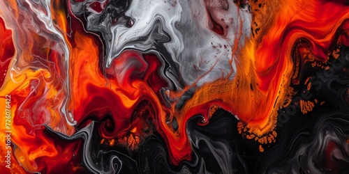 Volcanic essence flow, with dynamic swirls of reds, oranges, and blacks