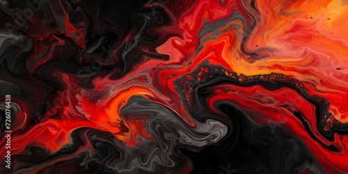 Volcanic essence flow, with dynamic swirls of reds, oranges, and blacks