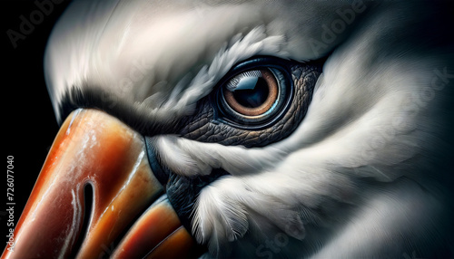 Albatross eye close-up  revealing intense detail and expression.