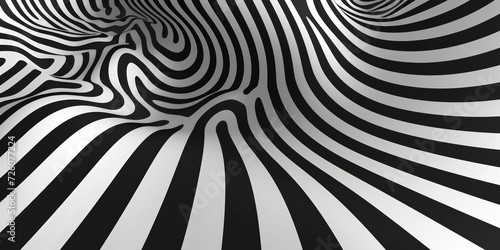 Optical illusion pattern  with black and white stripes warping and twisting  challenging perception and focus
