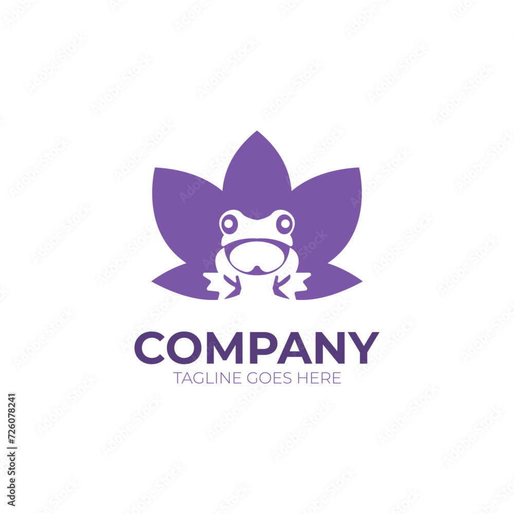 the frog and lotus negative space logo vector icon illustration the frog and lotus negative space logo vector icon illustration