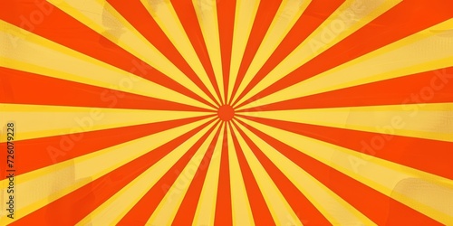 Retro sunburst design  with rays of yellow and orange radiating from a central point