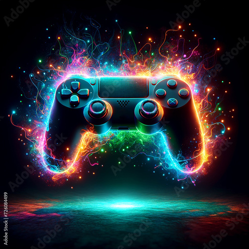 Neon light gamepad red and blue glow in the dark full color 6