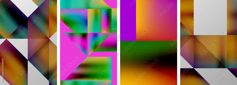 Set of colorful geometric posters - round shapes and circles with fluid color gradients. Abstract backgrounds for wallpaper, business card, cover, poster, banner, brochure, header, website Set of colorful geometric posters - round shapes and circles with fluid color gradients. Abstract backgrounds for wallpaper, business card, cover, poster, banner, brochure, header, website