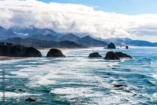 Cannon Beach viewed from Ecola State park,  Oregon-USA photo