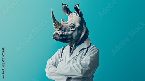 Doctor with Rhino Mask and Crossed Arms