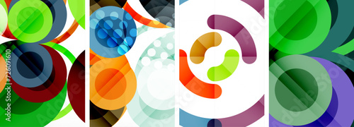 Set of circles geometric abstract posters. Abstract backgrounds for wallpaper, business card, cover, poster, banner, brochure, header, website