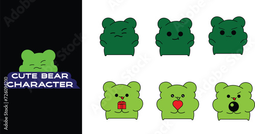 Cute bear cartoon character. Editable character color. Illustration bear character 