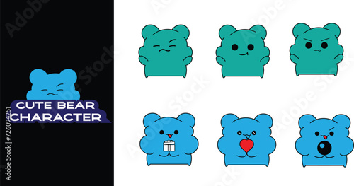 Cute bear cartoon character. Editable character color. Illustration bear character 