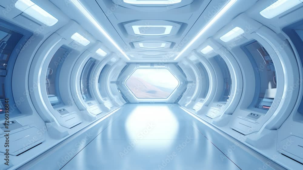 spaceship room corridor futuristic view. seamless looping overlay 4k virtual video animation background spaceship room corridor futuristic view. seamless looping overlay 4k virtual video animation background