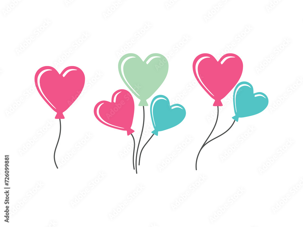 Collection of Cute Love Shape Balloon Elements
